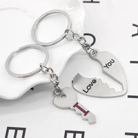 Gantungan kunci logam bentuk hati, gantungan kunci mode romantis murah, gantungan kunci logam paduan seng, hadiah pecinta souvenir,