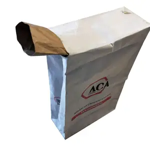 Özel 20kg 25kg çimento macun tozu tutkal fayans yapıştırıcısı kimyasal malzeme ambalaj elişi kağıdı çantası yapıştırılmış kollu