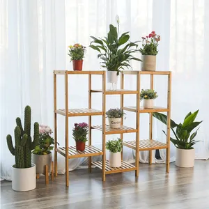 3 Tier montieren Bambus Holz Garten Topf Rack Blume Pflanzenst änder