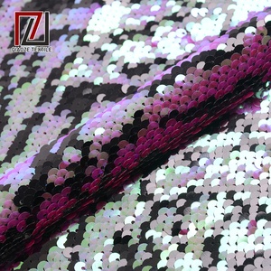 Hot Bán 5Mm Cá Quy Mô Long Lanh Sequin Lưới Vải Trong Màu Tím Và Màu Đen Sọc 100% Polyester Twill Cho Cô Gái Giày - Product Image 4