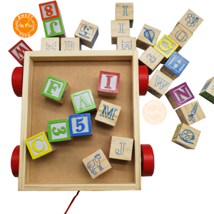 Wholesale Classic Wooden ABC Block Cart Educational Kids Toy,wooden Block Alphabet Letter Number Pictures Children Learning Toy - Product Image 2