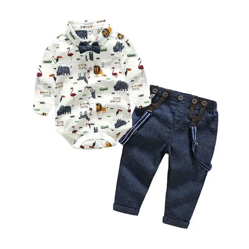 Conjunto de roupas infantis para bebês, camisas de manga longa com estampa de desenhos animados para garotos, europa