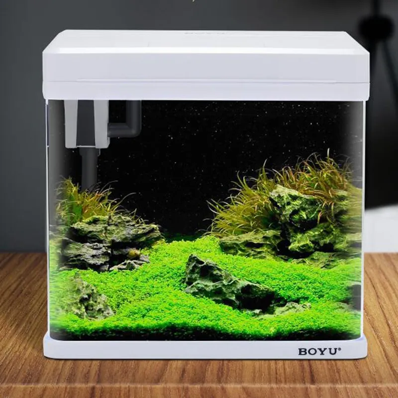 2018 Boyu Nieuwe Ontwerp Desktop Draagbare Mini Vierkante Aquarium Aquarium Met Stromend Water