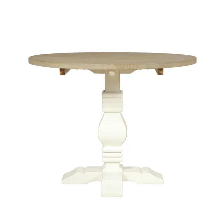 Moderno 4 posti tavolo da pranzo rotondo Set legno di betulla gamba bianca con Top in rovere Design piegato per la casa o per il tempo libero
