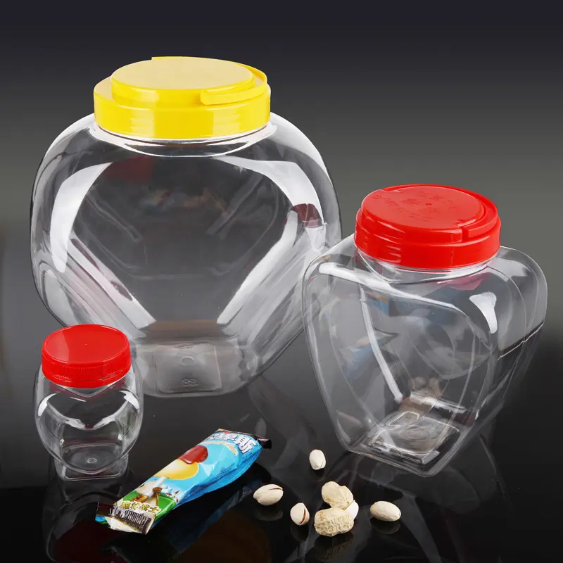 Conteneur plastique transparent en forme de cœur, 5 litres, grand bocal en plastique pet pour emballage alimentaire, vente en gros