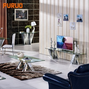 Miroir de rangement en verre trempé, acier inoxydable, meuble de table, support <span class=keywords><strong>TV</strong></span>, acier inoxydable, 1 pièce