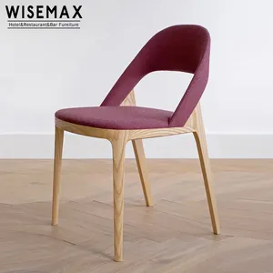 WISEMAX Modern nordic furniture simple design wooden dining chair cafe restaurant fabric upholstered chairs without arm