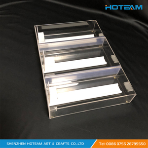 Rõ ràng <span class=keywords><strong>Acrylic</strong></span> <span class=keywords><strong>Countertop</strong></span> Tay cán Thuốc Lá Hiển Thị Đứng 3 Khoang <span class=keywords><strong>Acrylic</strong></span> Thuốc Lá Kệ Pusher Hiển Thị Trường Hợp - Product Image 6