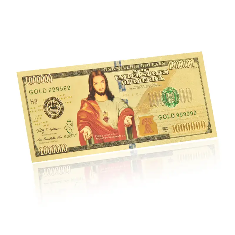 Nieuwe Product Custom Kleurrijke Jezus Een Miljoen Amerikaanse Geld Dollar Goudfolie Bankbiljet Euro Bankbiljetten Voor Collection