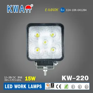 Lâmpada de trabalho led para veículo, alta qualidade, 15w, 12v-24v, lâmpada quadrada, para caminhão, carro marinho, com marcação eletrônica, pcb ce