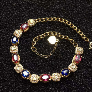 Sri Lanka di alta qualità naturale blu zaffiro rosso <span class=keywords><strong>rubino</strong></span> braccialetti di lusso di disegno 18k belle <span class=keywords><strong>gioielli</strong></span> in oro del braccialetto - Product Image 3