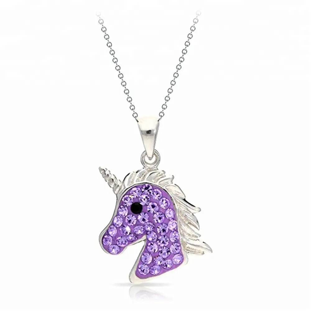 Colgante de cristal con cabeza de caballo pequeño Pony, regalo de cumpleaños inspirador para mujeres y niñas, collar de diamantes de imitación de unicornio