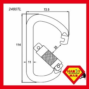 Mosquetón de Acero 2480TL-3 de 35kN con Triple Bloqueo Tipo D y Pasador Cativo - Product Image 4