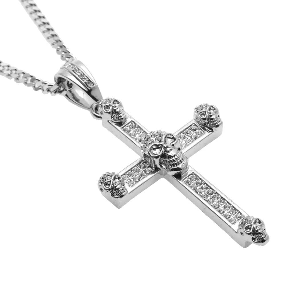 Necklaces Personality High Quality Stainless Steel Cross Skull Pendant Cross Necklace For Men