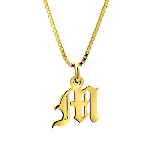 Custom Pendant Gold Silver <strong>Large</strong> <strong>Initial</strong> Big Alphabet Letter <strong>Necklace</strong> - Product Image 5