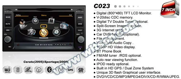 WITSON Для KIA CERATO/SPORTAGE CAR DVD A8 автомобиль с платформой Чипсет S100