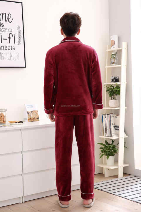 Chinese manufacturer winter men pajamas long sleeves lounge wear cozy flannel home wear pyjamas for men