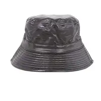 पु काले चमड़े बाल्टी टोपी फैशन काले पु चमड़े Bobs के लिए हिप हॉप टोपियां बाल्टी टोपी मछुआरे टोपी