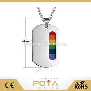 <span class=keywords><strong>Moda</strong></span> encargo al por mayor <span class=keywords><strong>del</strong></span> arco iris de acero inoxidable par colgante collar etiqueta de perro - Product Image 1