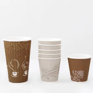 Pla copos de papel a granel de parede dupla, barato revestido, copos para papel, café quente e chá, biodegradável, impresso, descartável, revestido, copo