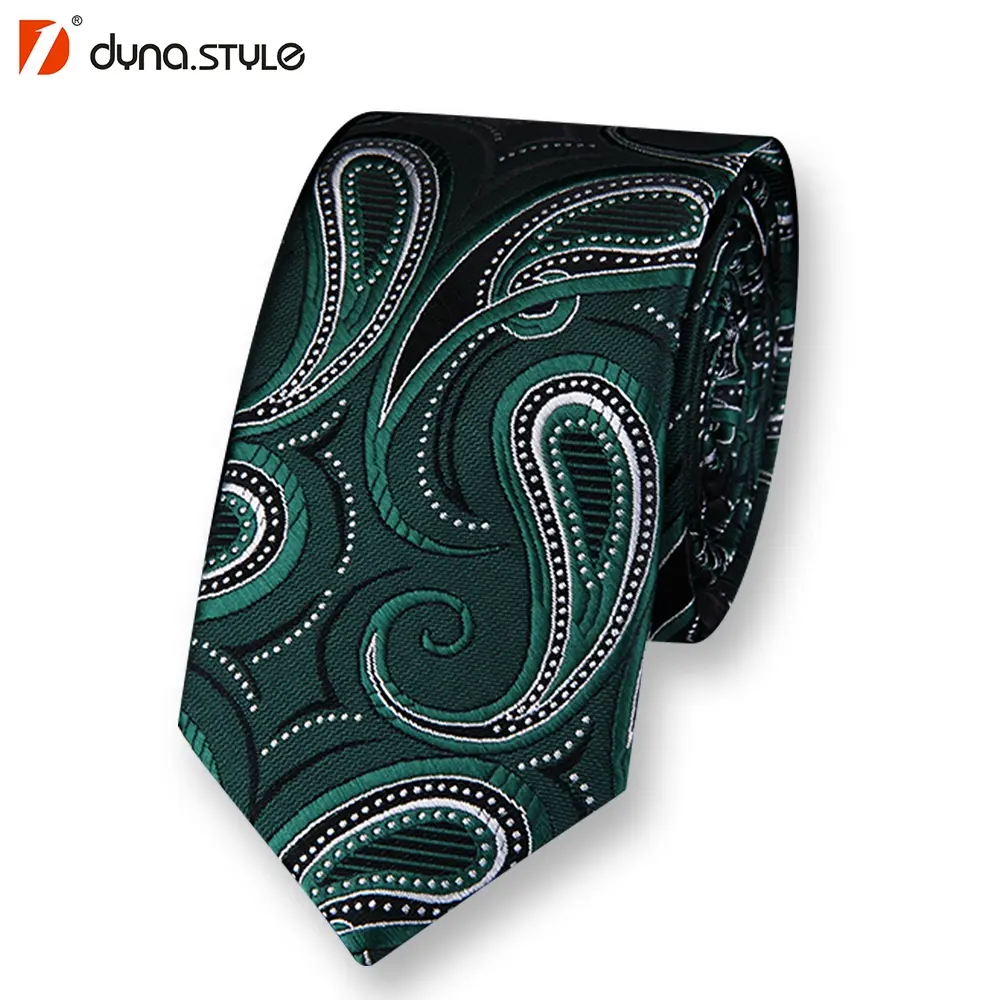 100% Handmade Man Fashion Elegant Purple Army Green Polyester Paisley Tie