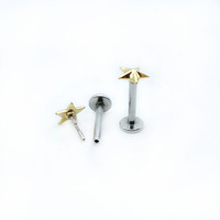 Threadless Piercing labio anillo de la joyería del cuerpo estrella Push Pin poste tubo de perforación