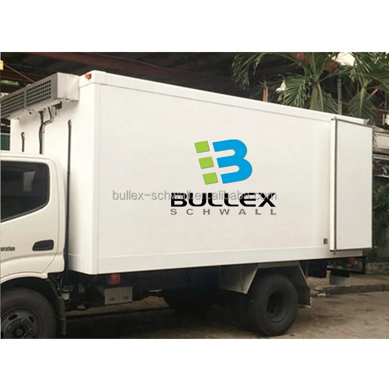 Bullex Fiberglass Tertutup Trailer Kotak Kargo Trailer Freezer Box untuk Truk Pendingin Freezer Insulated Fiberglass Tubuh Truk