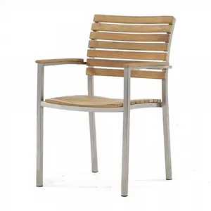 Bahçe tik bahçe mobilyaları metal plastik ahşap sandalye paslanmaz çelik çerçeve sandalye