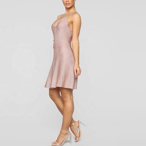 vestido de una línea <span class=keywords><strong>Skater</strong></span> Mini vestido elegante de <span class=keywords><strong>la</strong></span> correa de espagueti Sexy vestidos de fiesta de señora de las mujeres - Product Image 4