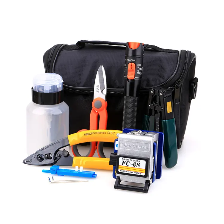 FTTH Fiber Optic Tool Kit With FC-6S Fiber Cleaver And 10mW Visual Fault Locator Fiber Optic Stripper