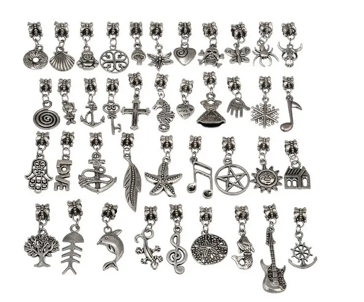 New Arrival Vintage Antique Silver Bracelet and Necklace Charms jewelry DIY Wholesale
