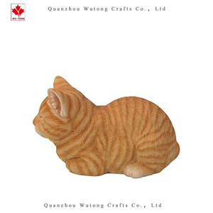 타비 수면 중인 오렌지 고양이 조각상 홈 데코 조각상 피규어 - Product Image 4