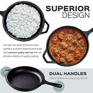 Batterie de cuisine <span class=keywords><strong>en</strong></span> <span class=keywords><strong>fonte</strong></span> robuste, 3.2 acier, couvercle de four et sauteuse - Product Image 3