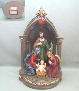 16,5 pulgadas de la Sagrada Familia Jesús María y <span class=keywords><strong>Jos</strong></span>é religiosa la estatuilla de la resina con luz LED - Product Image 1