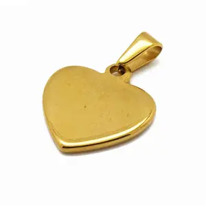 Olivia Stainless Steel New Gold Jewelry Personalized Logo Blank Plain Heart Pendant 16mm