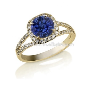 <span class=keywords><strong>Tanzanite</strong></span> bijoux bague de fiançailles de mariage 18k or jaune modèles pour femme avec pierre bleue - Product Image 2