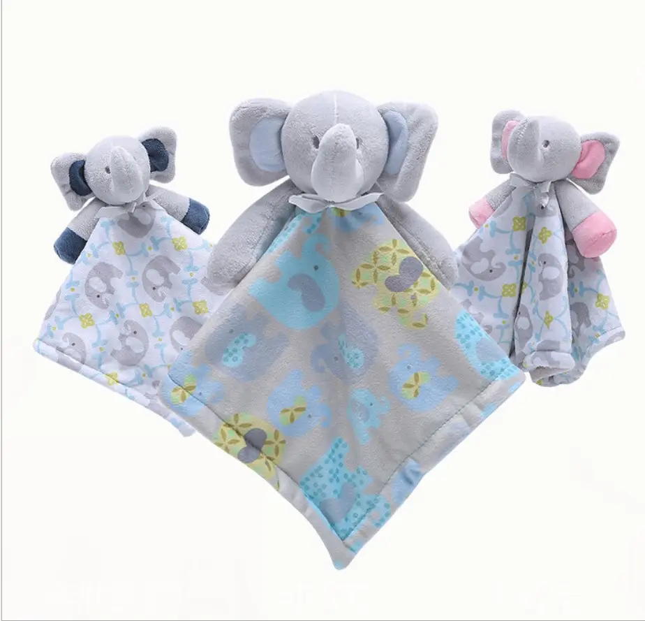 Free Sample Super Soft Elephant Doudou Baby Blanket Plush Animal Baby Comforter Blanket