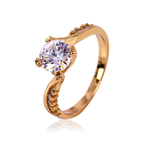 11106 Xuping 18K color oro refinado anillo de <span class=keywords><strong>compromiso</strong></span> con <span class=keywords><strong>solitario</strong></span> y joyas blancas para damas - Product Image 1