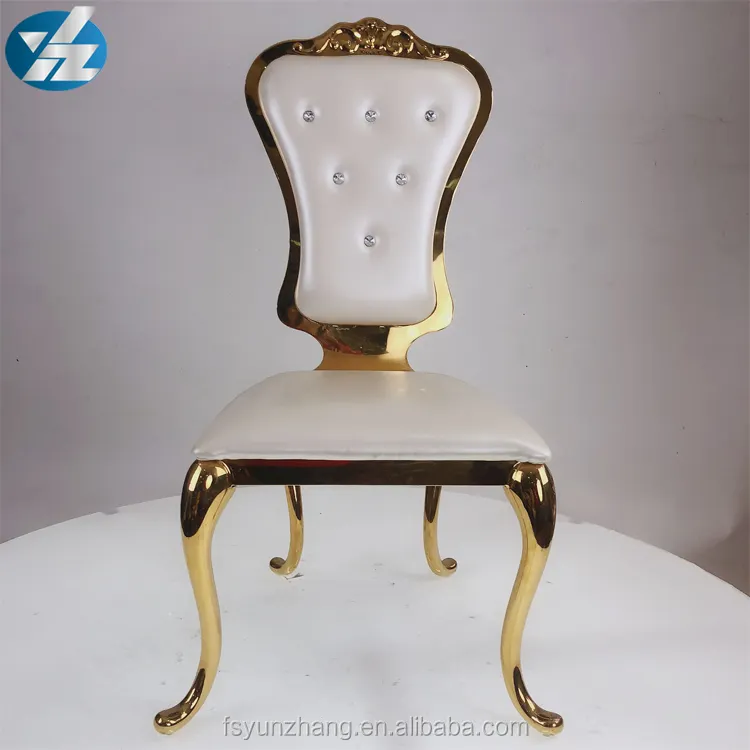 Wedding Banquet Chair Gold High Back Stainless Steel Home Furniture Metal Dining Room Modern White Dining Chair Seat Height 55cm