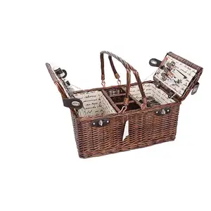 Competitive Price Willow Made Picnic Bread Baskets For 4