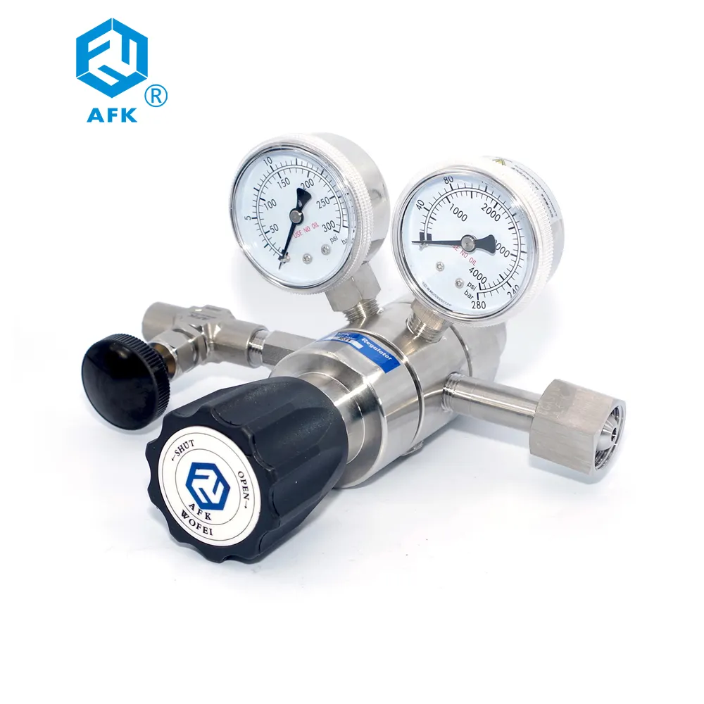 Regulador de presión de hidrógeno de dos etapas de acero inoxidable de alta presión regulador de flujo de hidrógeno