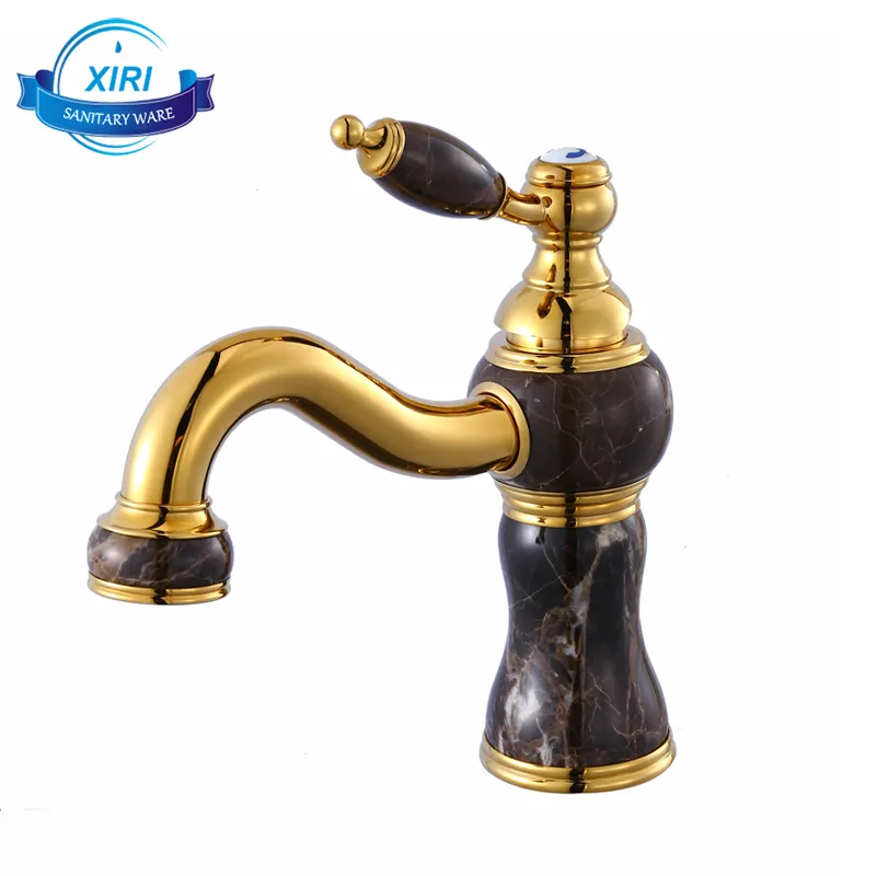 Luxus modische massivem messing goldene badezimmer basin wasserhahn mit schwarz jade gold stein wasserhahn