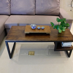 Table basse rétro en fer forgé, meuble de loisirs, style industriel, plateau latéral - Product Image 6