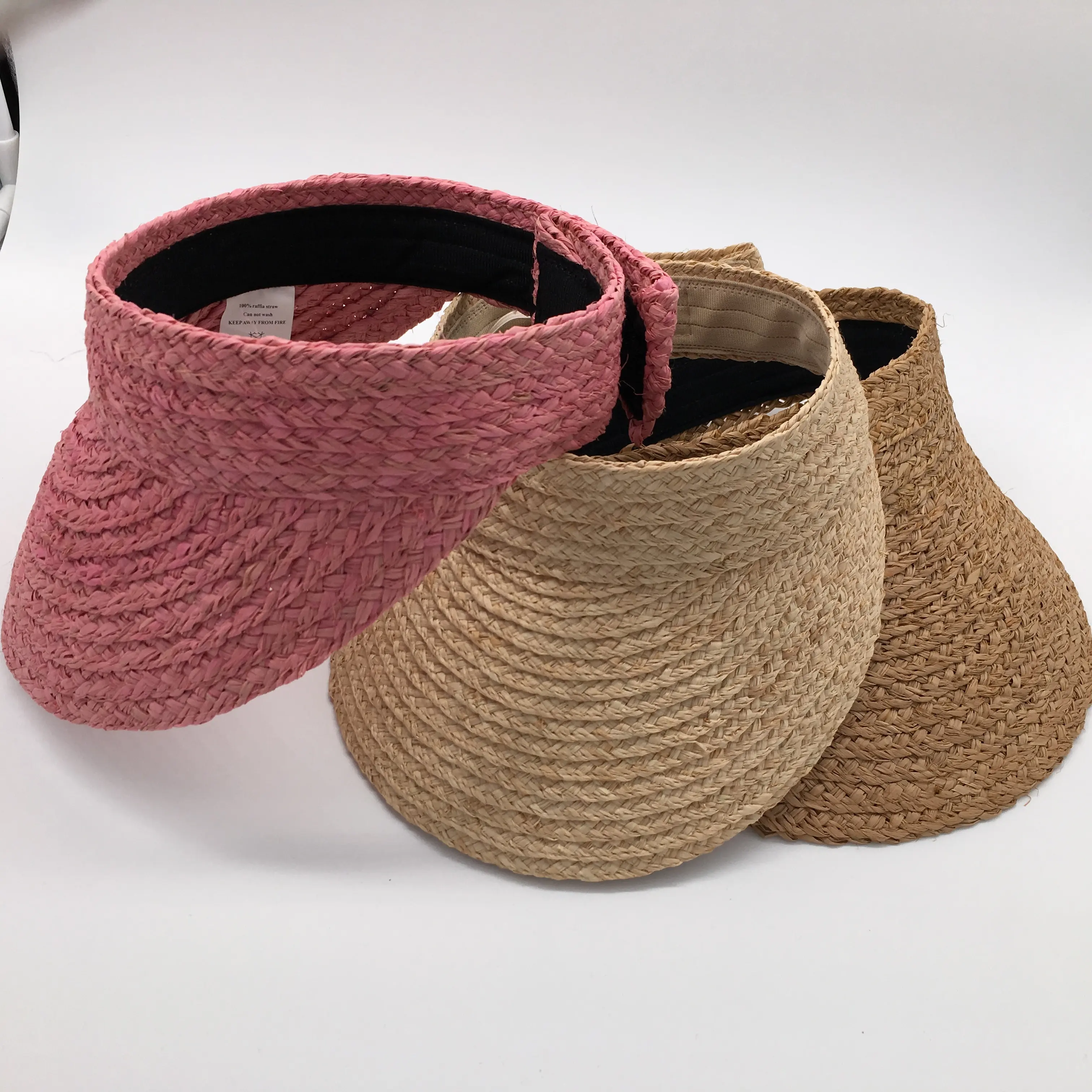 Wholesale Raffia Straw Sun Visor Cap for Beach Travelling Wear