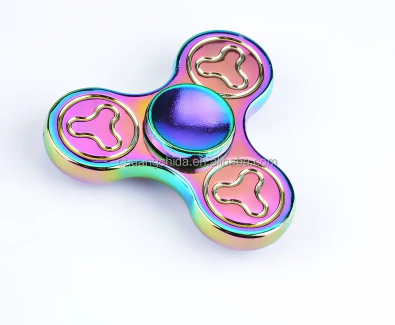 2017 New EDC Tri-Spinner Fidget Toys Pattern Hand Spinner Metal led Fidget Spinner toys