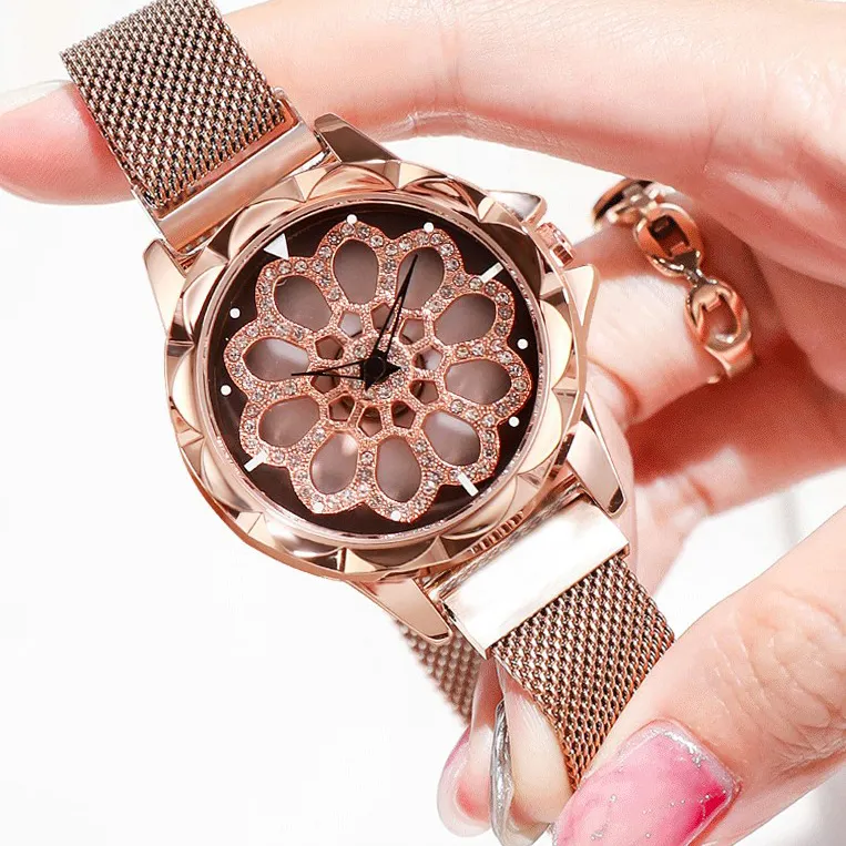 hot sell 2019 summer women's fashion rotating dial watch Luxury Women Rotation Watch Fashion Design Female Wristwatches