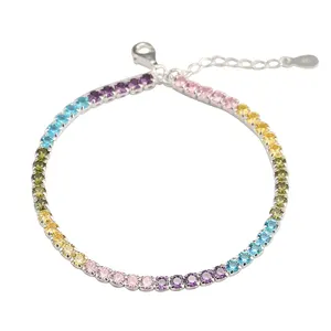 Newest Rainbow Colourful Aaa Cubic Zircon Stone Bracelets For Women Fashion Jewelry