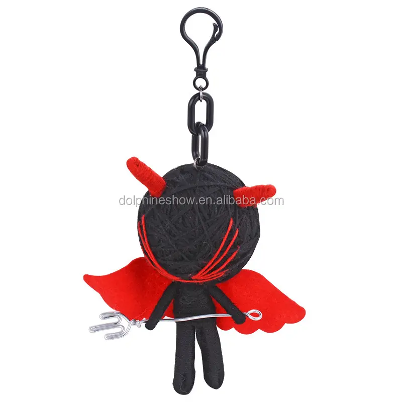 Groothandel Voodoo Poppen Sleutelhanger Black Angry Evil Angel Voodoo Sleutelhanger Aangepaste Handgemaakte Halloween Gift Voodoo Poppen