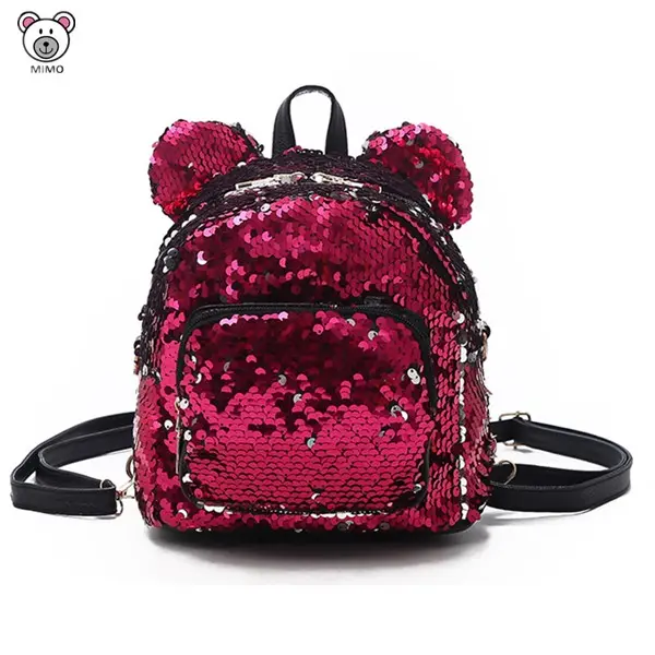 Tas Ransel Sekolah Payet Bersinar Merah Muda Perempuan Minnie Mouse 2019 Ransel Perjalanan Payet Kustom 2 In 1 Payet Dapat Dibalik