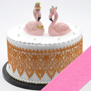 खाद्य ग्रेड फीता कलाकंद केक सजावट सिलिकॉन मोल्ड फीता केक सीमा सिलिकॉन सजा ढालना फीता मैट